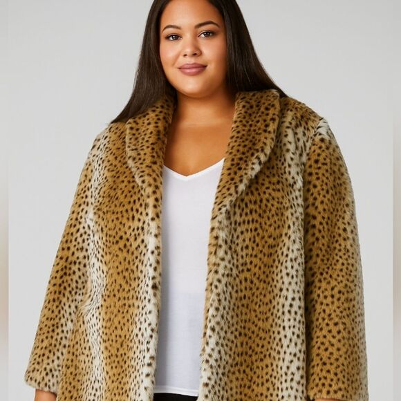 Lane Bryant Faux Fur Leopard Coat Size 26/28 EUC P2P 28 In - Picture 1 of 7